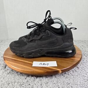 Nike Kids 5y Air Max 270 React Triple Black GS Gym Athletic Sneaker BQ0103-004